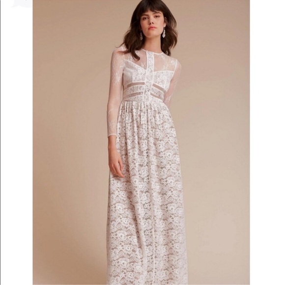 Anthropologie Dresses & Skirts - NWT Sau Lee Long-Sleeve Lace Maxi Wedding Dress Noche White Womens Size 2